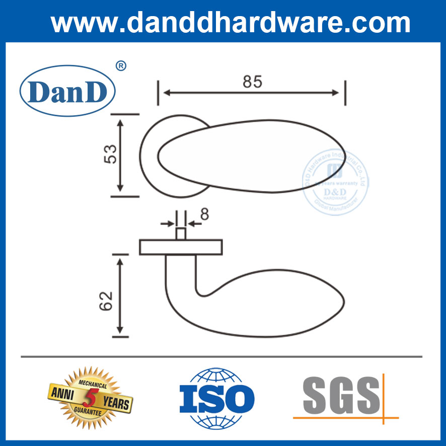 Storeroom Security Metal Door Hardware Stainless Steel Solid Door Lever Handle Knob