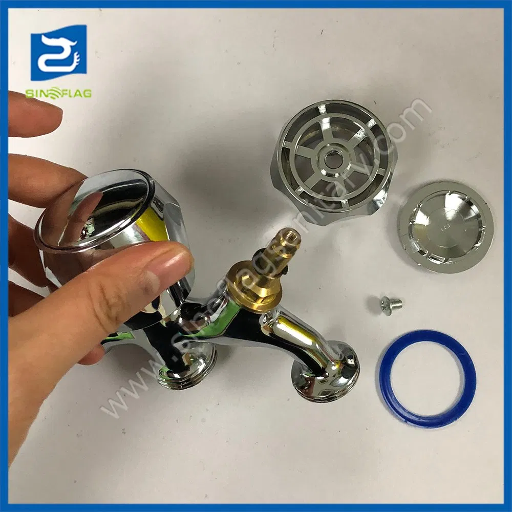 Double Handle Control 3-Way Brass Water Tap Washing Machine Bibcock
