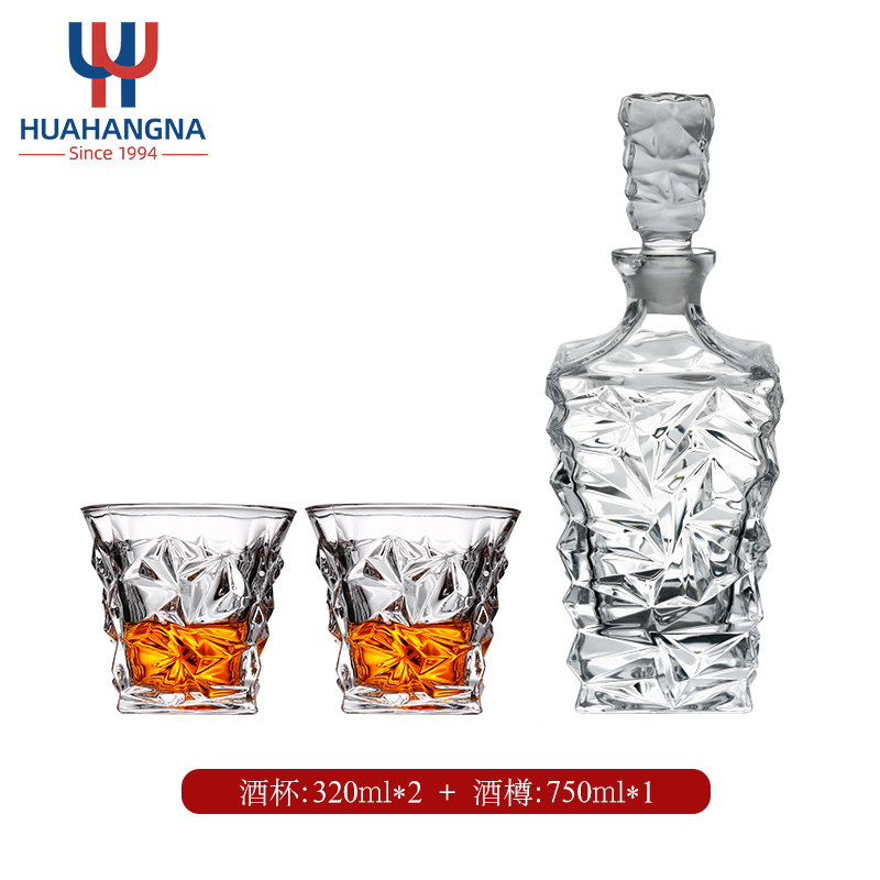Custom Logo 26 Oz Lead-Free Crystal Plain Square Bourbon Whiskey Globe Decanter Set with Tumbler