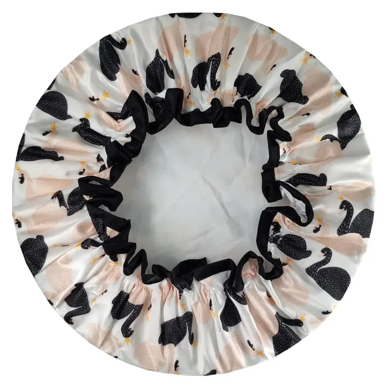 Factorydirect High Quality Cartoon Shower Caps Low MOQ Large Enough Elastic Double Layer