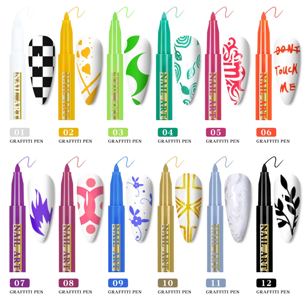 New Product Manicure One Step Glue Three in One Easy to Color Painting Pen Dizzy Pen Tracing Nail Point Flower Pen Hook Line Pen