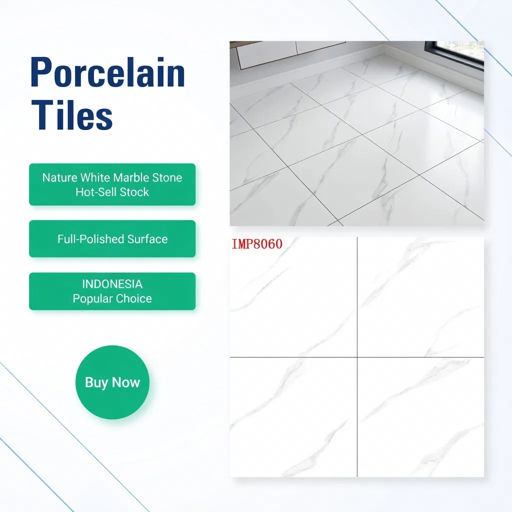 Плитка напольная 60x60 см глянцевая белая мраморная