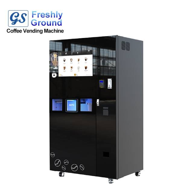 Freshly Ground Coffee Vending Machine with Integrated Ice Maker 24 Hours Commercial Self-Service Coffee Dispenser with 27-Inch Touch Sceen