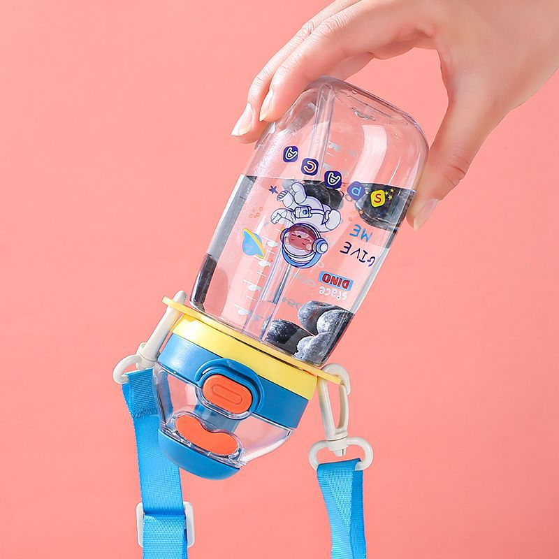 Custom Creative Cute Leakproof Plastic Water Bottle with Adjustable Shoulder Strap