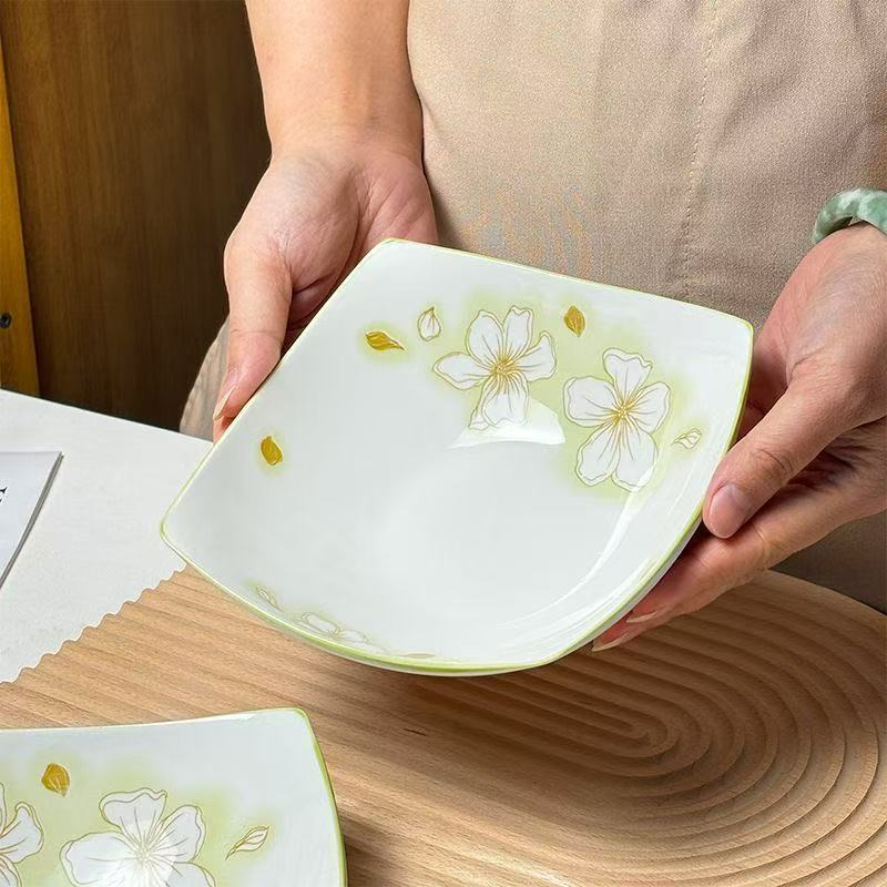 7"Square Salad Bowl Pad Printing Stoneware Porcelainware Ceramic Tableware