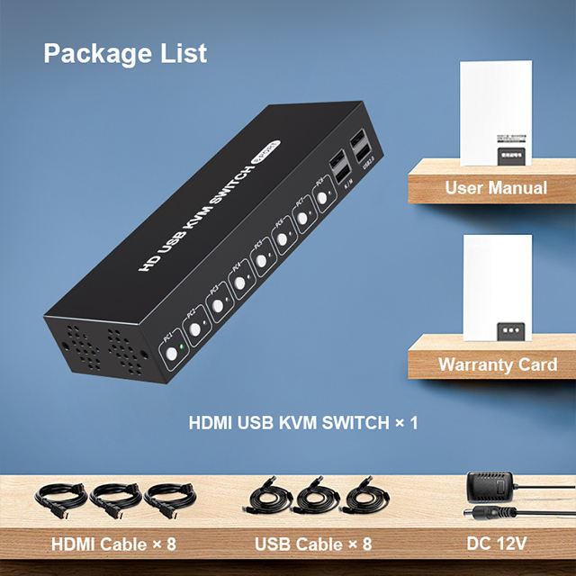HDMI Kvm Switch USB2.0 Hot Key RS232 8 Port HD Mi Switch