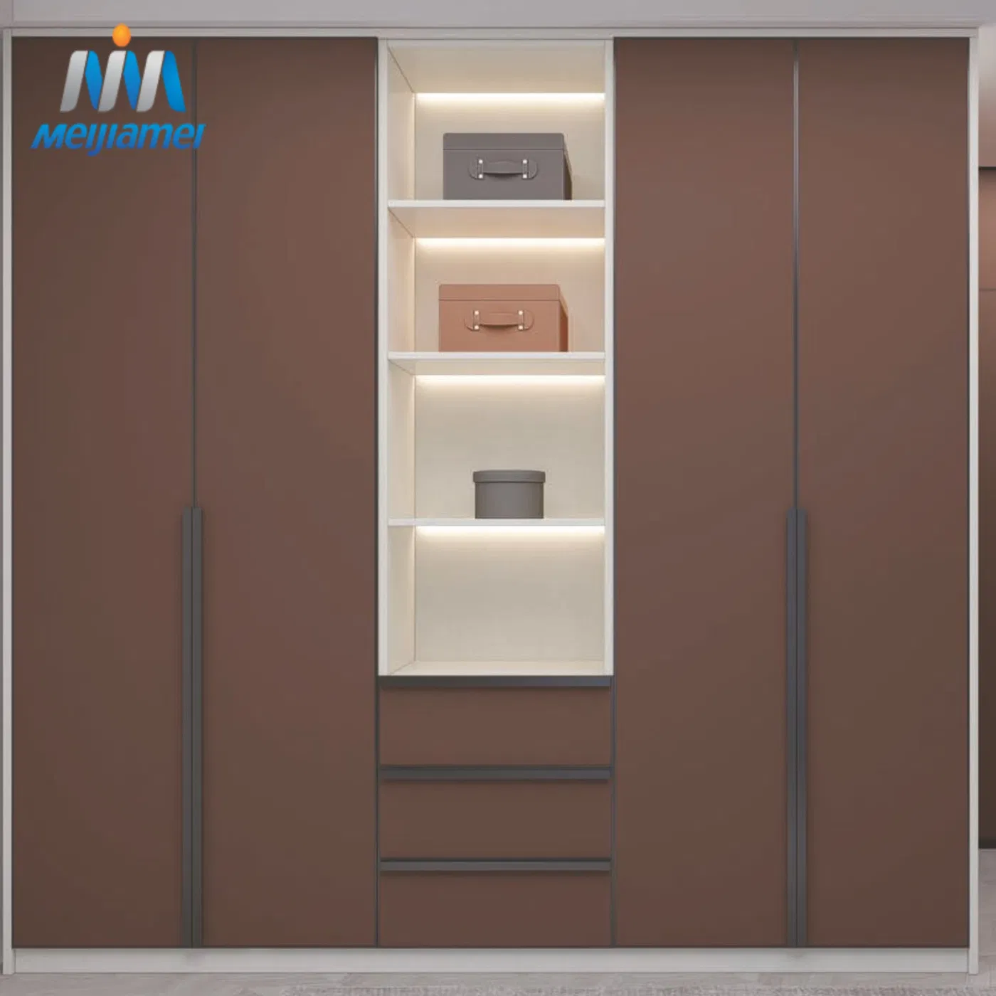 Custom Size Luxurious Wardrobe Door with Aluminum Edge in OSB Board