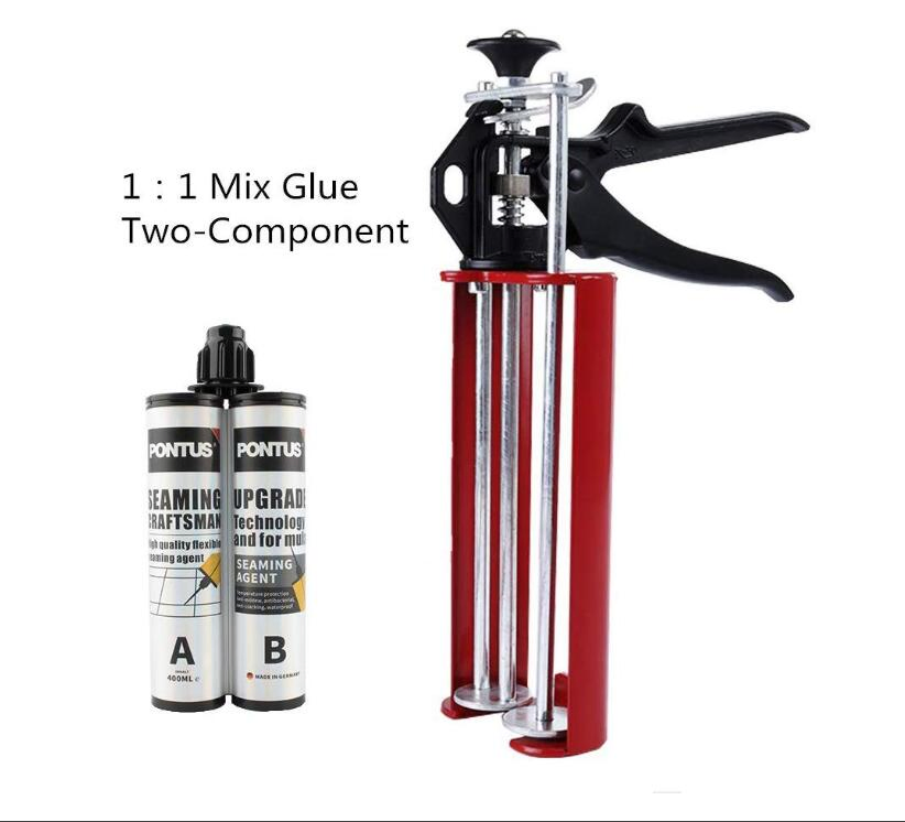 Manual Epoxy Applicator Gun 400 Ml/13.5 FL Oz (1: 1 Mix Ratio) Dual Component Adhesive Cartridge Applicator Double Caulk Gun 2 Part Caulking Gun (Passion Red)