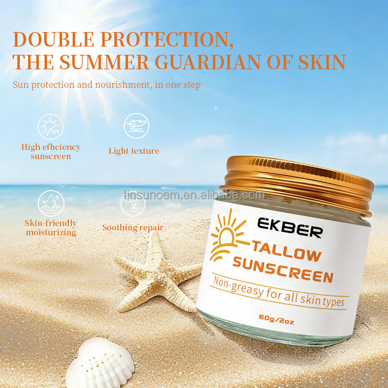 Sunblock Face Beauty Cosmetics Skin Care Products Makeup Grass Fed Beef Tallow Sunscreen Cream SPF 50