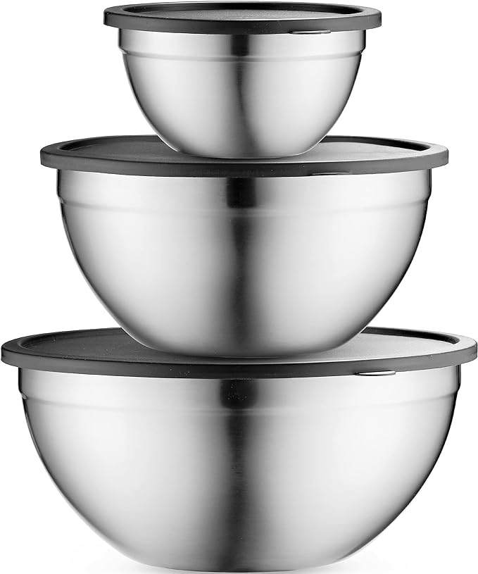 Mixing Bowls with Airtight Lids, Stainless Steel Nesting Bowl Set