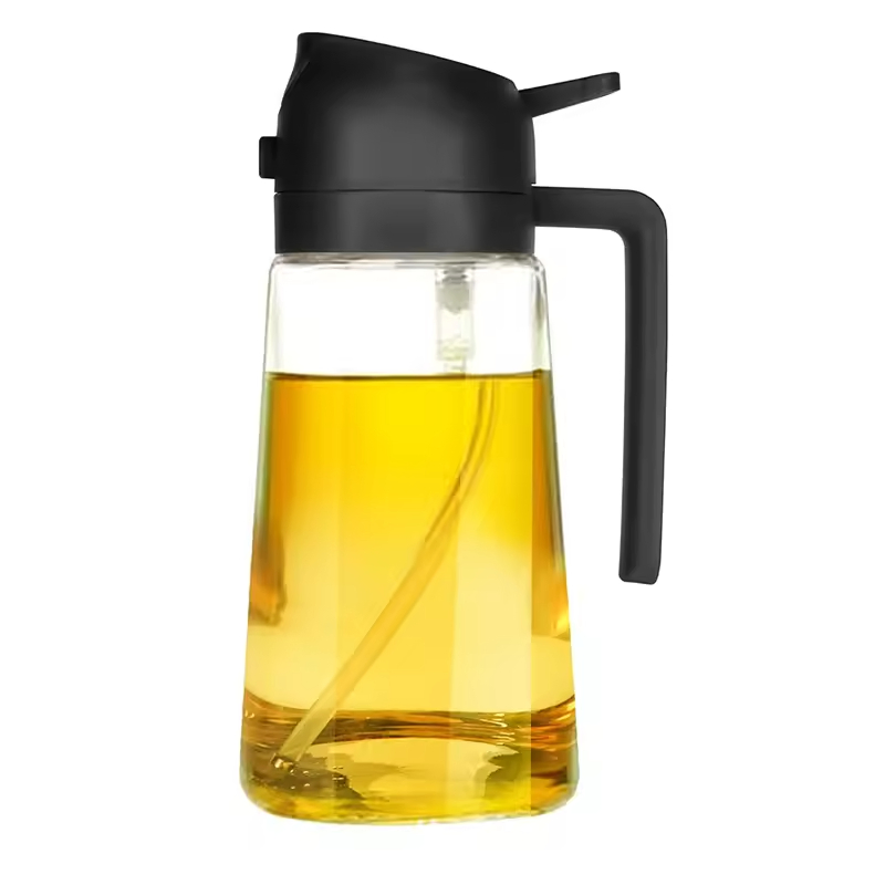 16oz/470ml Glass Olive Oil Sprayer 2-in-1 Dispenser for Air Fryer Salad BBQ Kitchen Gadgets for Cooking Glass Olive Oil Spray Bottle