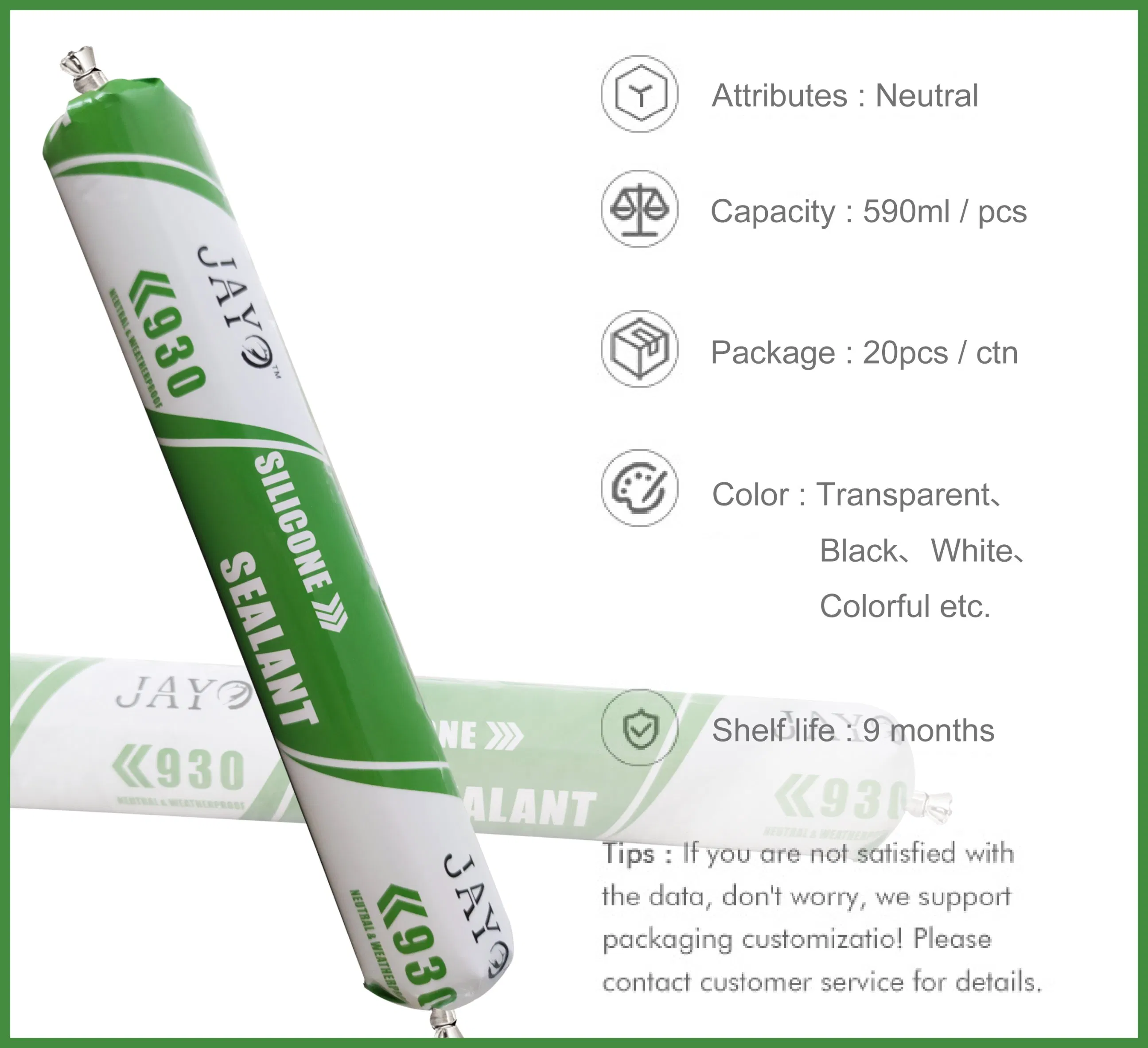 Weatherproofing Sausage Sealant Strong Bonding Adhesive Filling for Aluminum Glass