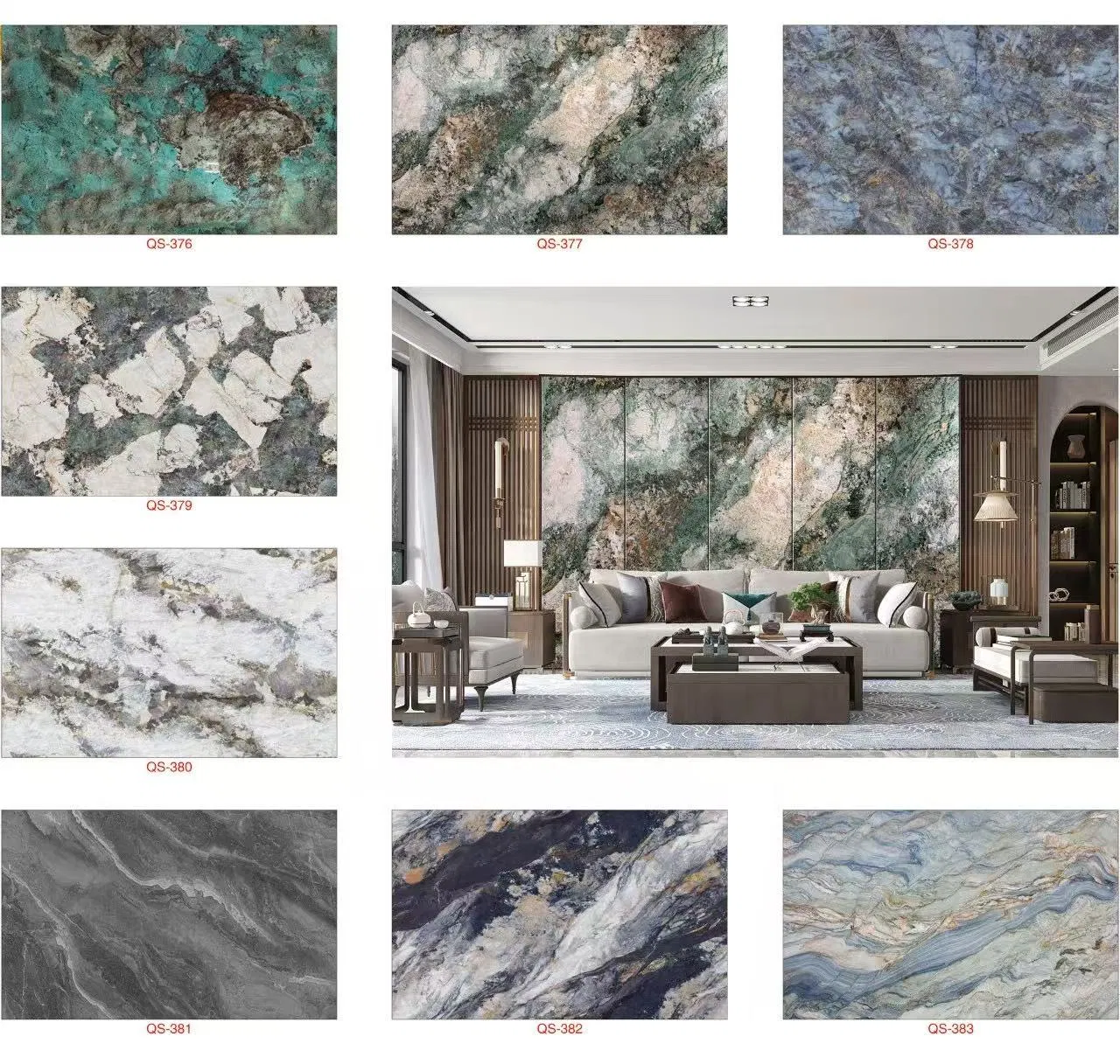 Fiber Cement Marble Grain Interior Wall Decoration Panel with Class a Fire-Resistance