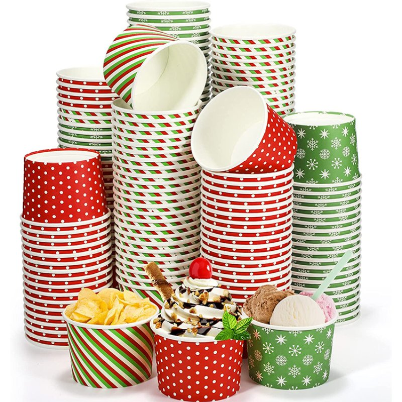 Custom Printed Personalized 3oz 4oz 8oz 12oz Yogurt Disposable Ice Cream Paper Cup with Lid