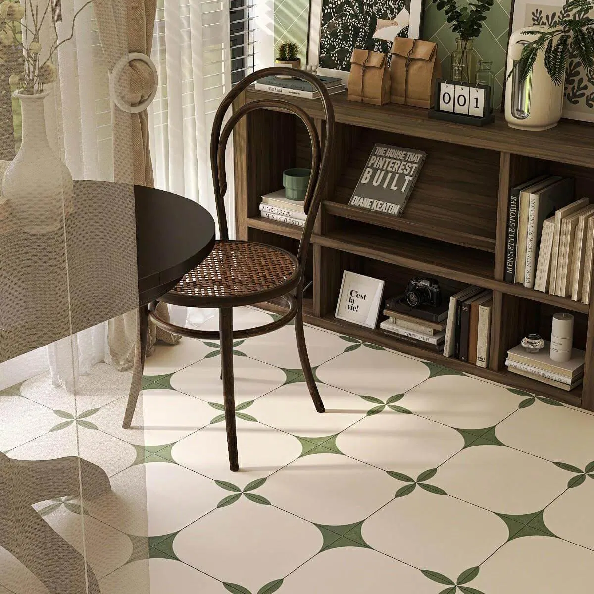 Porcelain Floor Tile for Kitchen, Flowers Pattern Tiles 30X30cm