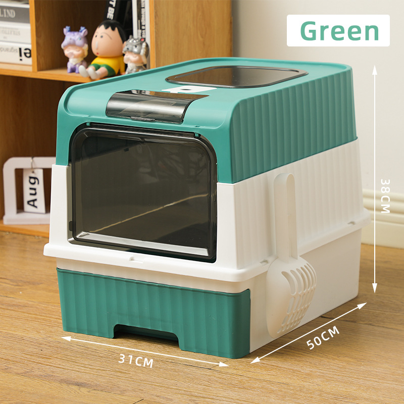 Extra-Large Cat Litter Box with Fully Enclosed Drawer-Style Cat Toilet Splash-Proof and Odor-Removing Cat Litter Box