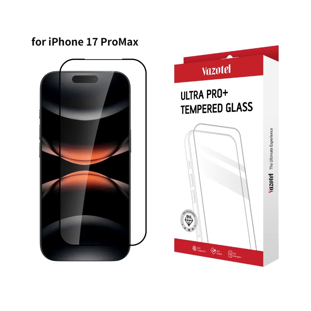 Защитное стекло 2.5D для iPhone 14-17 Pro, 9H, черная рамка