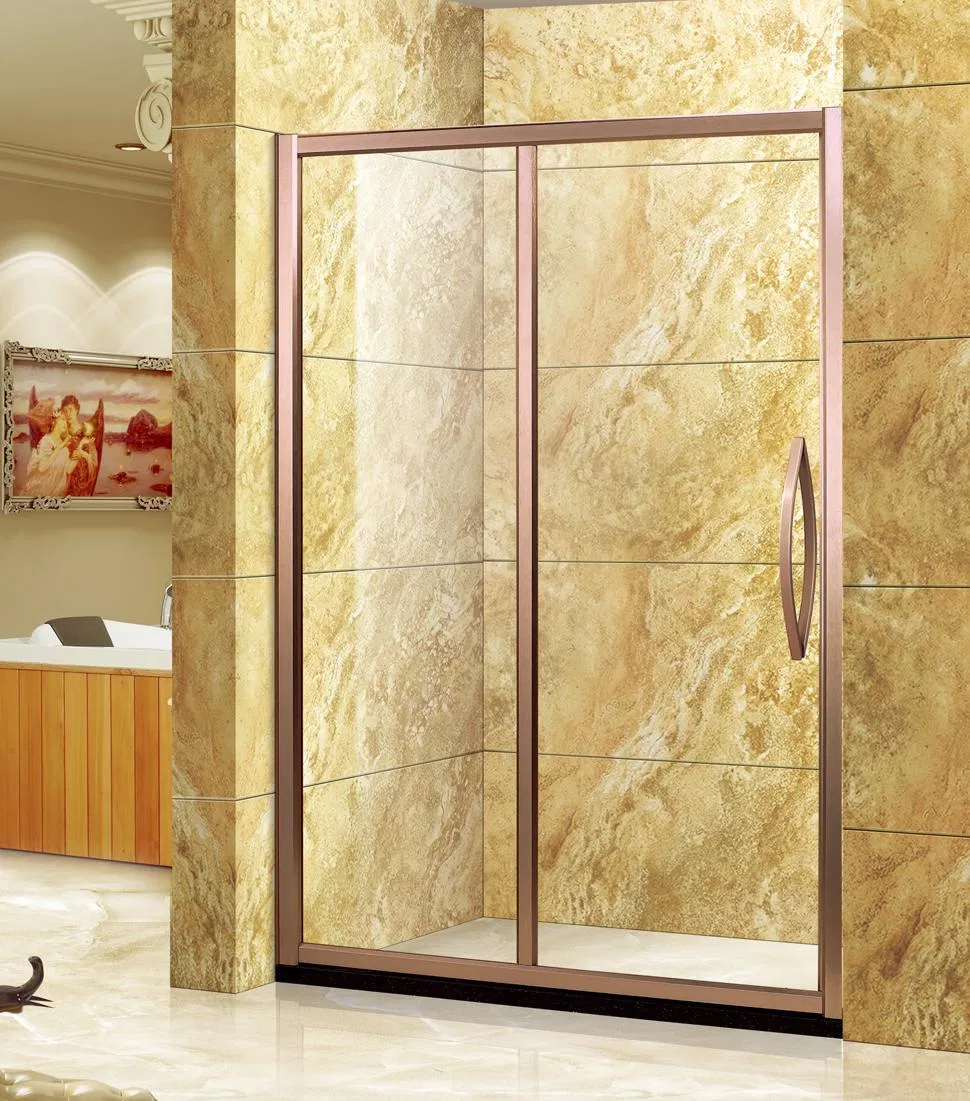 Jyy Custom Bathroom Gold Frame Tempered Glass Sliding Shower Door