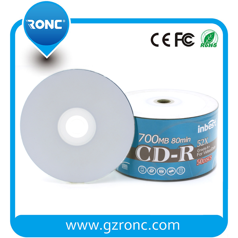 CD-R 700MB 52X для струйной печати, белые
