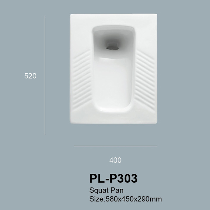 Durable Flush Value White Cheap Ceramic Wc Pan Water Closet Porcelain Squatting Squat Toilet (PL-P303)