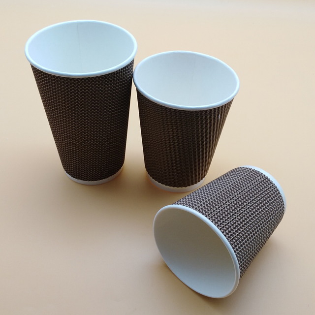 Customized Double Wall Take Away Hot Paper Ripple Coffee Cups