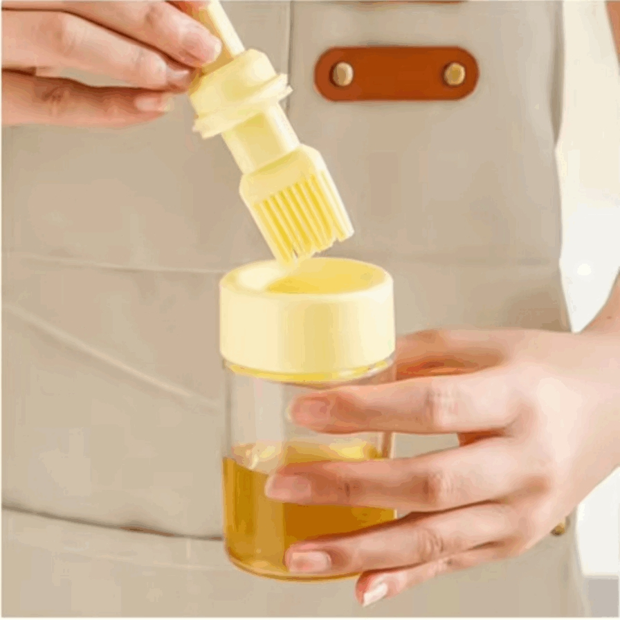 Bent Handle Oil Bottle Brushing Tool for Ergonomic Grip and Comfortable Cleaning of Multiple Bottle Sizes