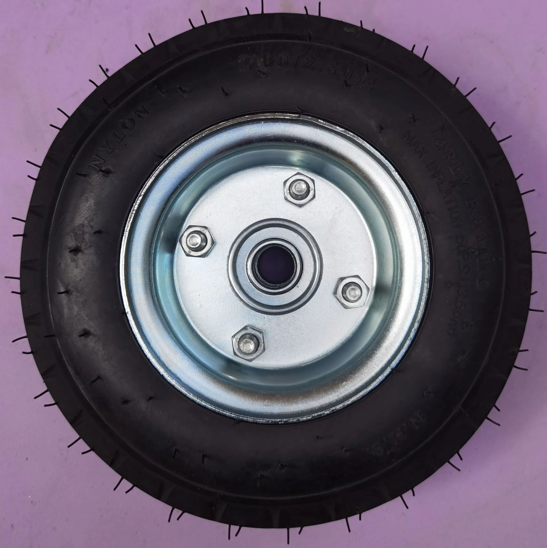 2.80/2.50-4 Pneumatic Inflatable Rubber Wheelbarrow Wheel Tire with Metal Rim