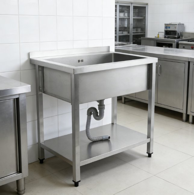 Stainless Steel Single Bowl Utility Sink with Optional Lower Shelf