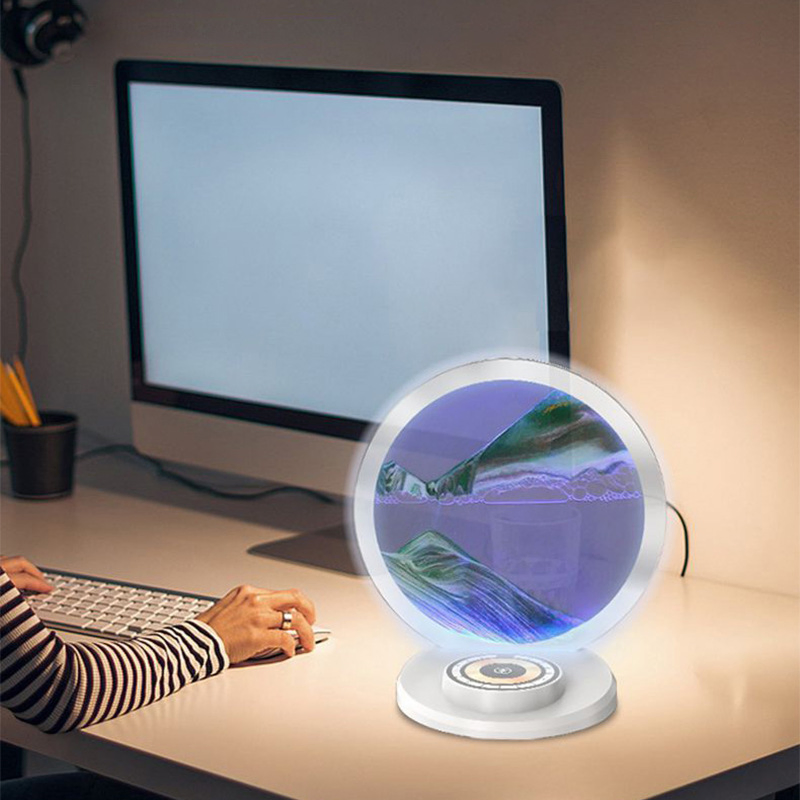 Factory Gift Colorful Atmosphere Night Light Sand Painting Ornaments Magnetic Fast Charging 20W Wireless Charger
