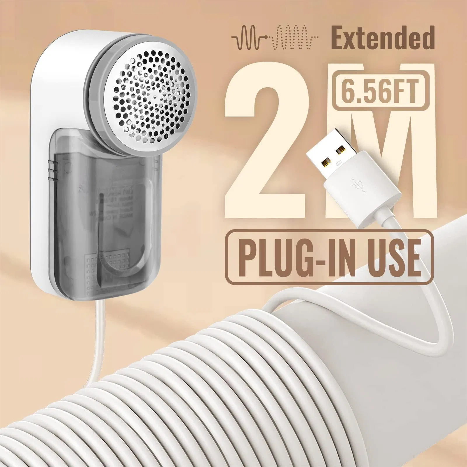 USB Powered Shaver Brush 2-in-1 Sweater De-Fuzzer Battery-Free Fabric Lint Remover