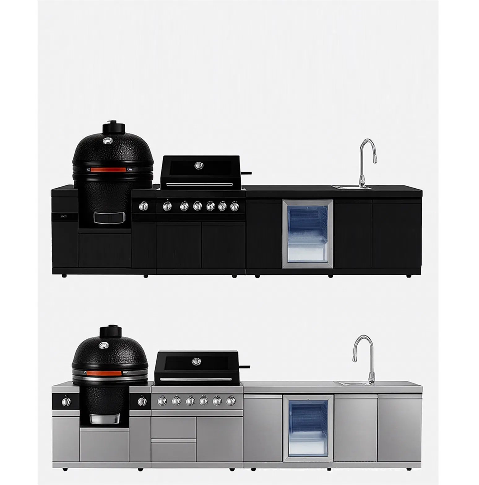 Courtyard Kitchen Outdoor Pizza Oven Gas Grill Kamado Barbeque Refrigerator Sink Modular-Style Conbinations