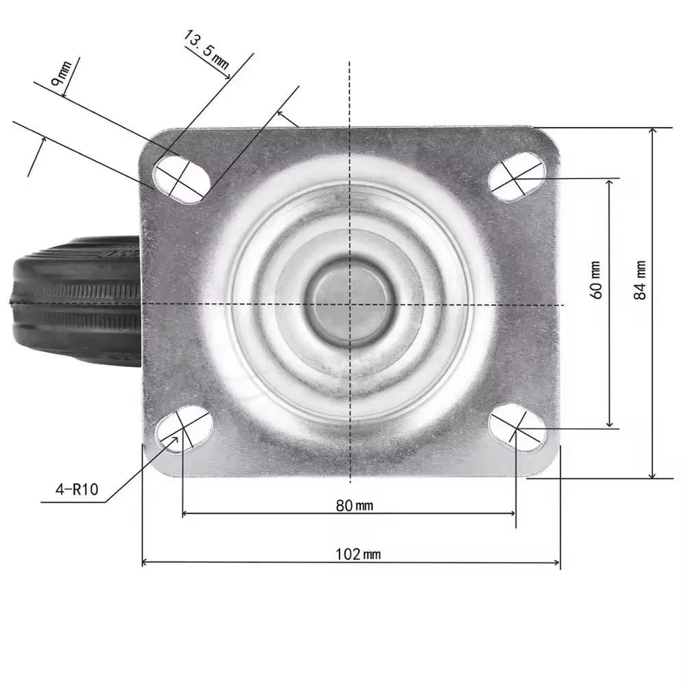 3 3.5 4 5 6 8 Inch Zinc Plated Black Rubber Oil Proof Wheel Castor Rigid Swivel Locking Brake Trolley Cart Garbage Casters