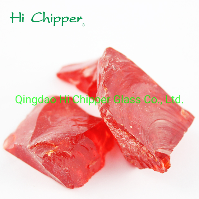 Red Colored Glass Rocks for Landscaping Decoration