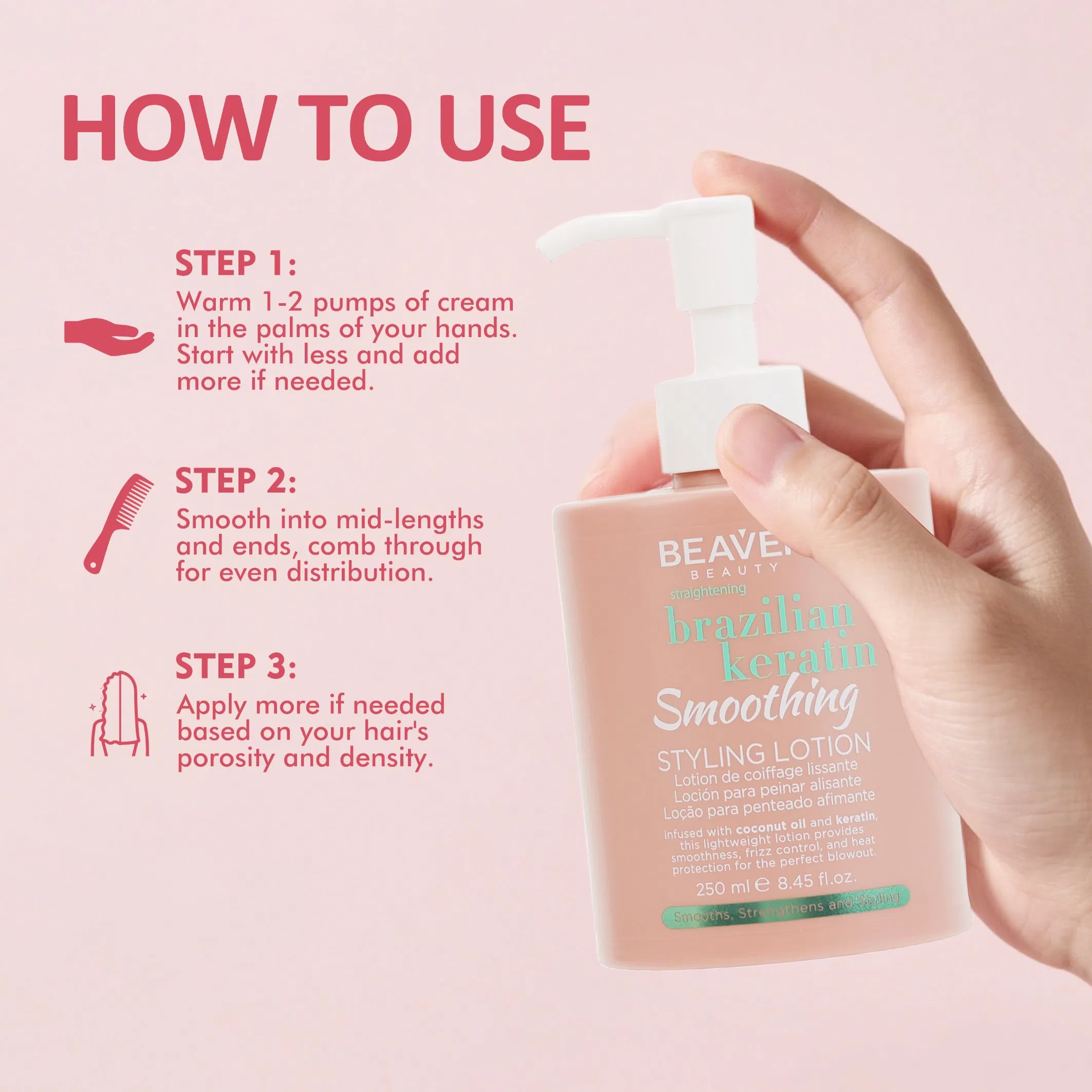 Beaver Brazilian Keratin Hair Care Styling Lotion Coconut Oil Hair Styling Products