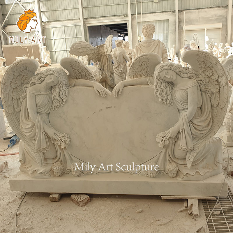 Natural White Marbl Angel Grave Stone Tombstone Angel Monument
