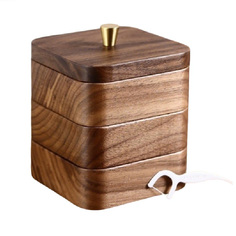 Black Walnut Multi-Layer Dental Floss Box