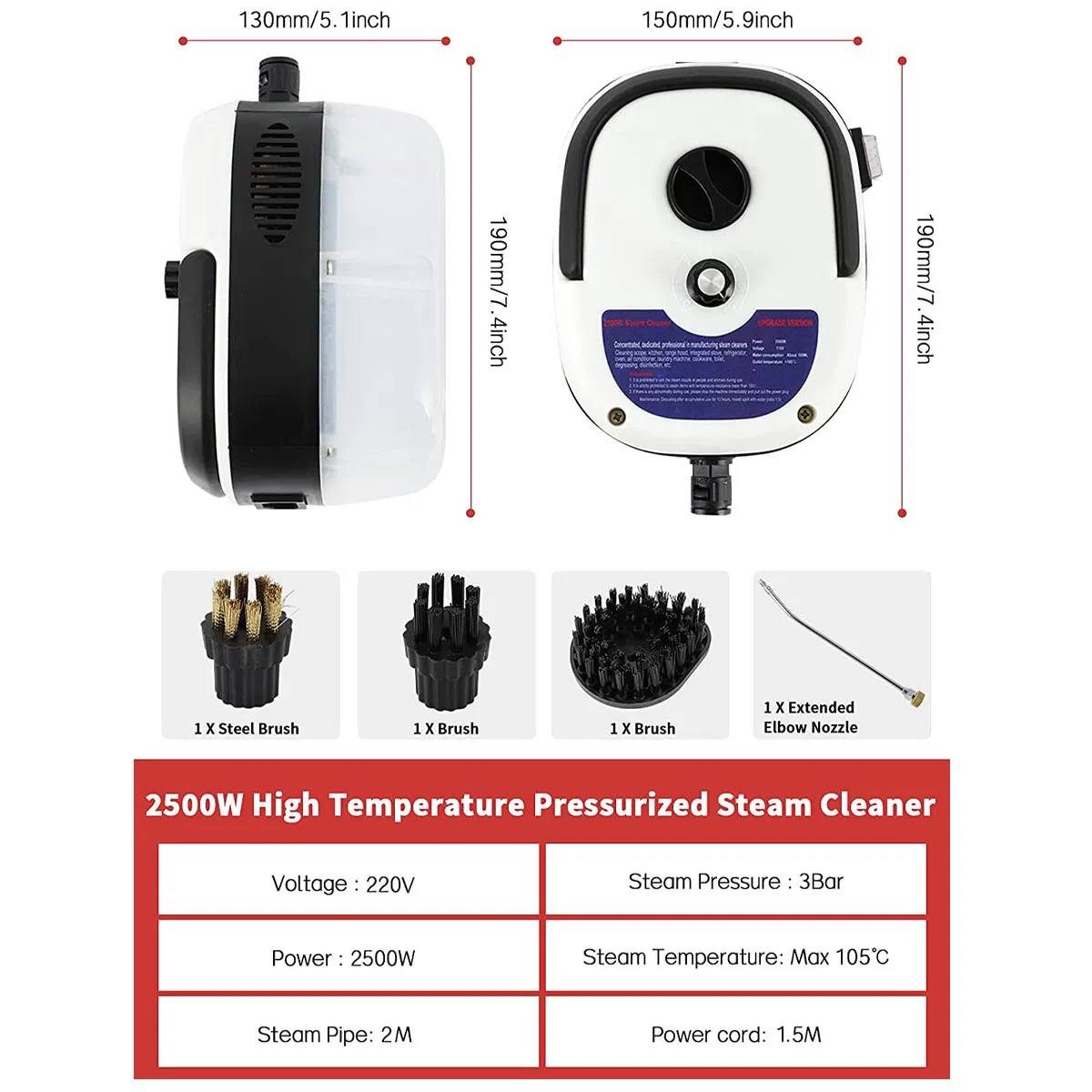 High Temperature Pressure Kitchen Cleaning Electric Steam Cleaner for Home
