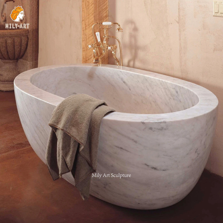 Ванна из белого мрамора с гидромассажем