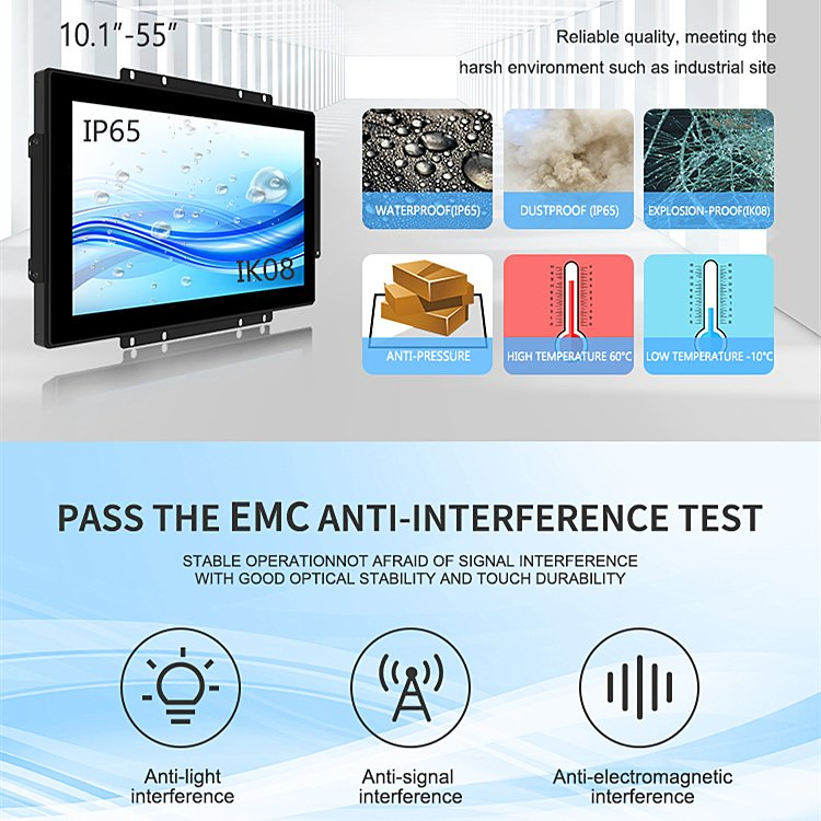 15.6 Inch Pcap Interactive Open Frame IP65 Waterproof Dust-Proof LCD Monitor 22 Inch Touch Screen Industrial PC