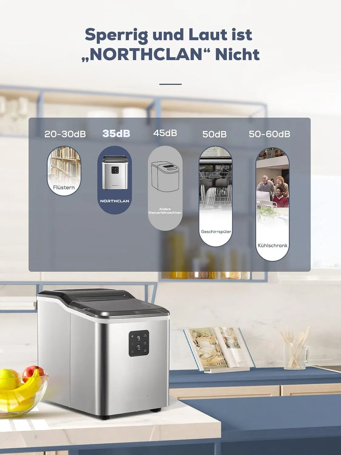 High Performance ABS Material Mini Ice Maker for Home Kitchen