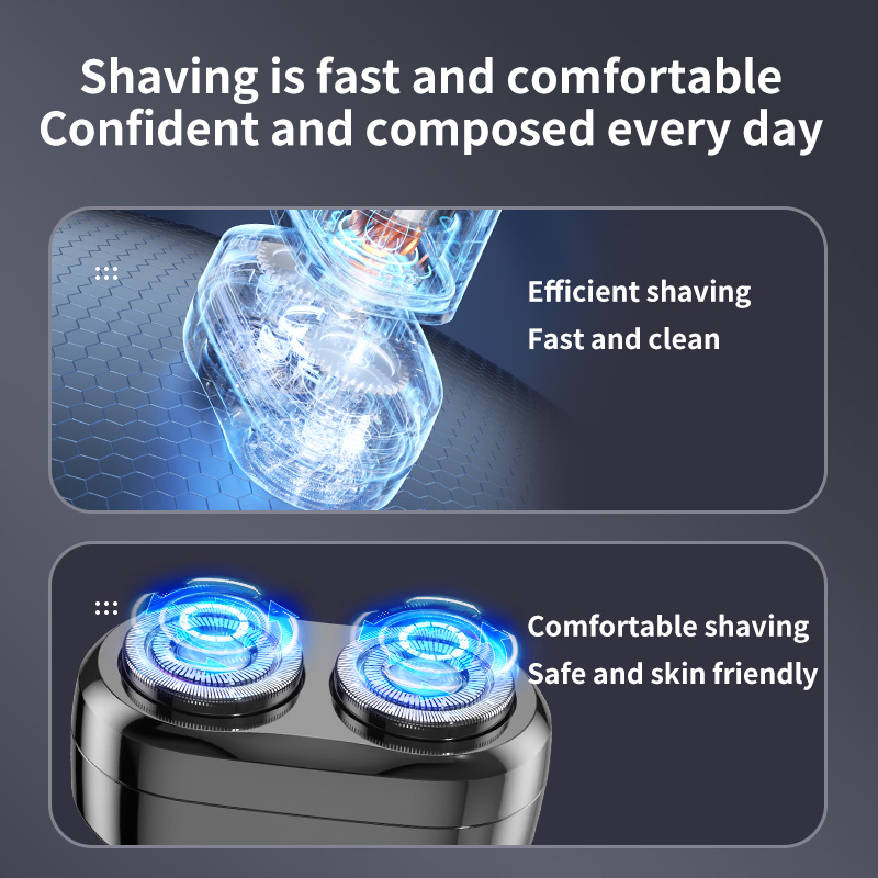 Compact USB Rechargeable Double-Blade Electric Shaver for Men