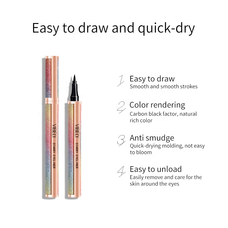 Eye Makeup Quick Dry Waterproof Sweatproof Lasting Smooth Black Eyeliner