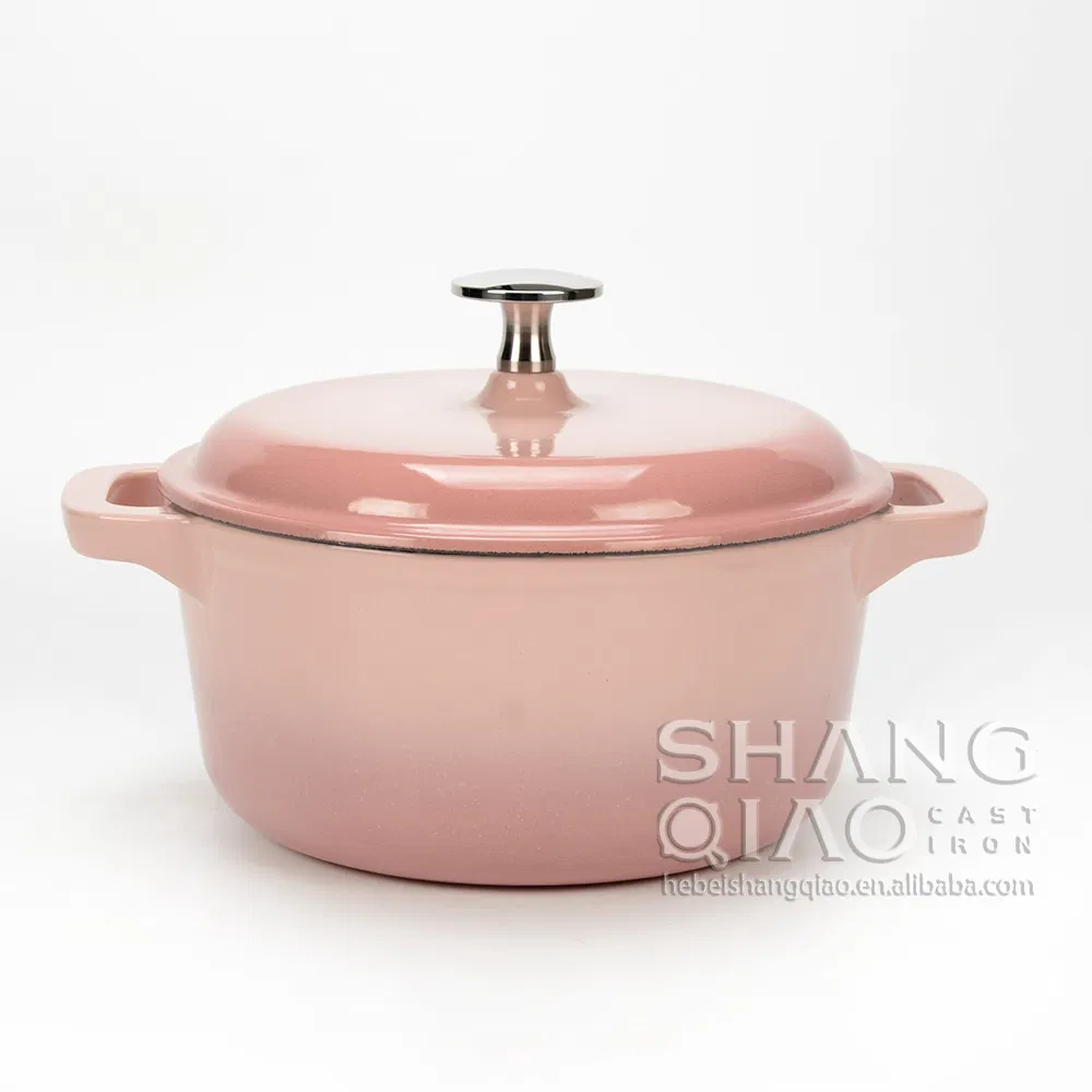 18 Cm 7" Enameled Cast Iron Dutch Oven with Lid Premium Casserole Cooking Pot Pink Cast Iron Round Casserole