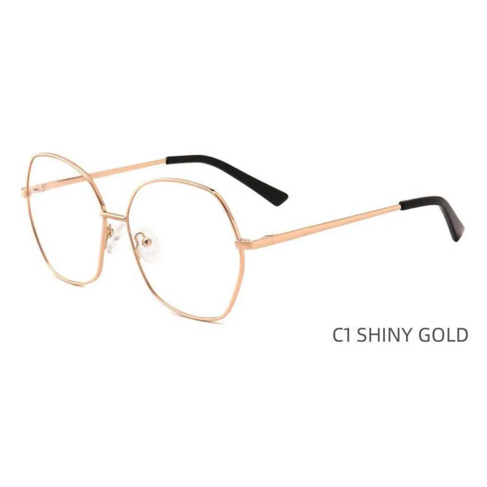 Bom-1110 Stylish Eyewear: Rose Gold Hinges, Black Temples, Clear Lenses