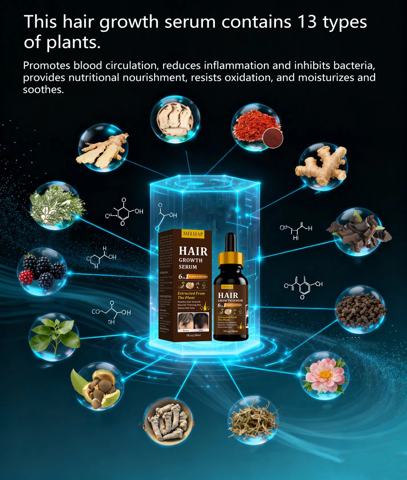 OEM Hair Growth Serum Anti Loss Treatment Keeps Hair Regrowth Rosemary Hair Growth Serum