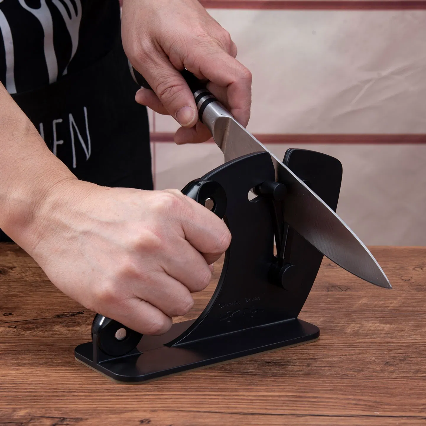 Adjustable Knife Sharpener 2-in-1 Sharpening & Honing 22-46° Dual Spring Arms Non-Slip