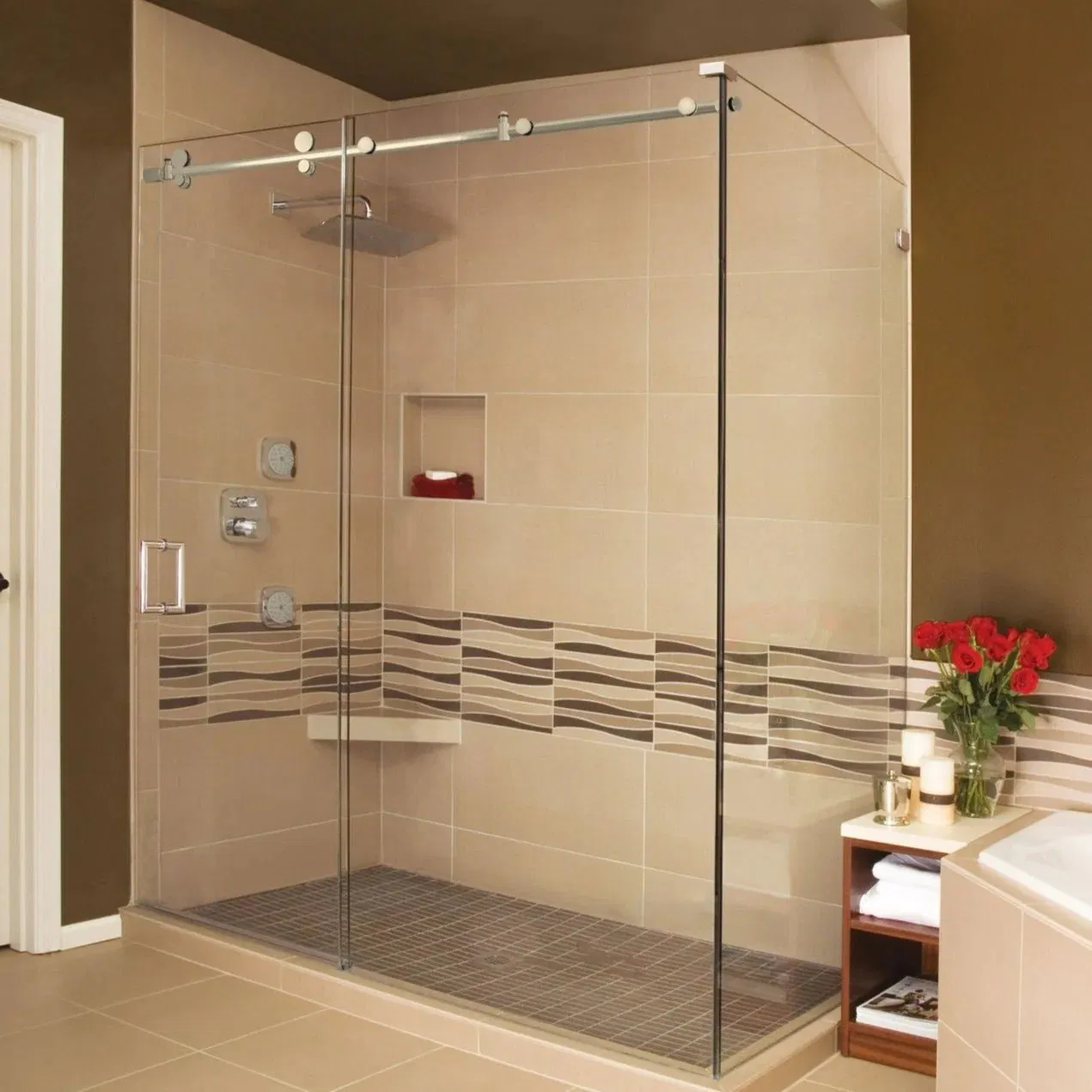 Durable Sliding Glass Shower Enclosure for Residential Bathrooms