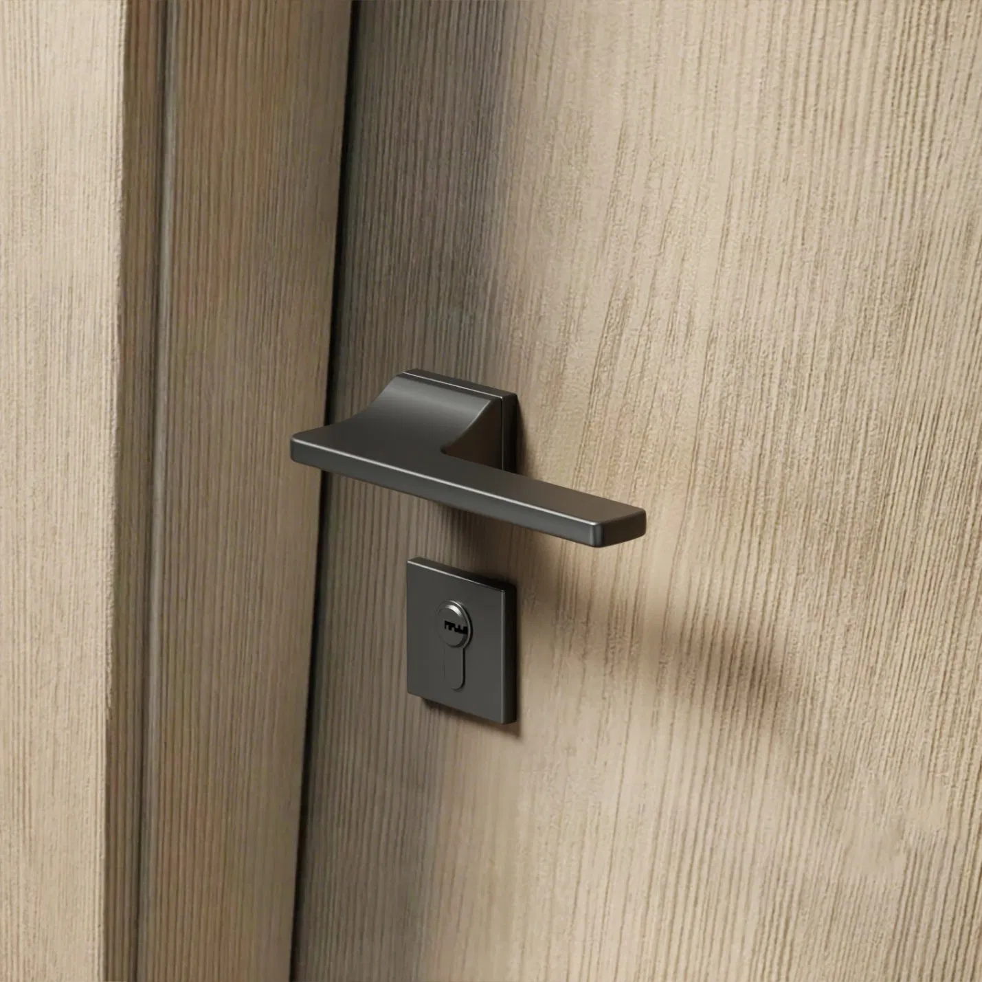 Factory Outlet Stylish Rectangle Rosette Modern Tech Zinc Alloy Lever Door Handle for Interior Wooden Doors with Customization OEM/ODM