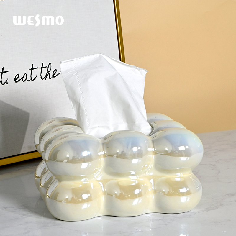 Light Luxury Marshmallow Paper Box Ceramic Tissue Box Household Living Room Table for Decoration
