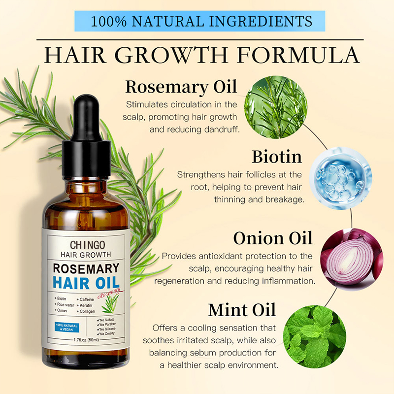 Organic Nourishing Rosemary Hair Oil for Scalp Repair Hair Loss Reduction Growth